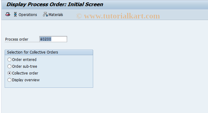 SAP TCode COR3 - Display Process Order