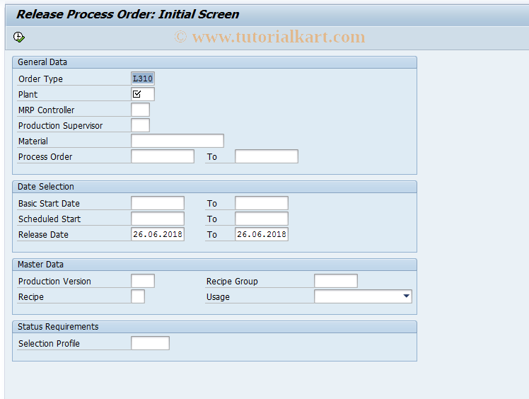 SAP TCode COR5 - Collective Process Order Release