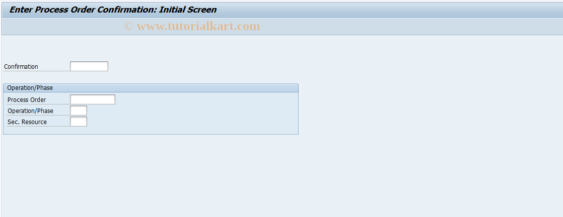 SAP TCode COR6 - Single Process Order Confirmation