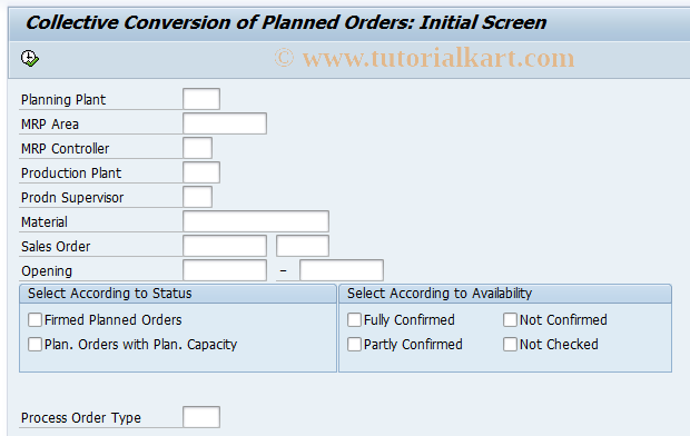 SAP TCode COR8 -  Collective Convert : Plnned Ord. to Procurement Ord.