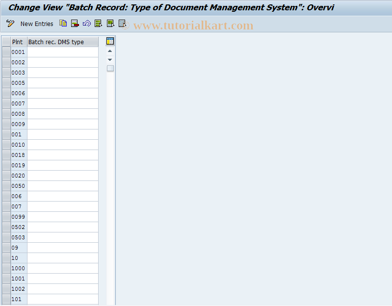 SAP TCode CORD - Batch Record: Type of DMS Used