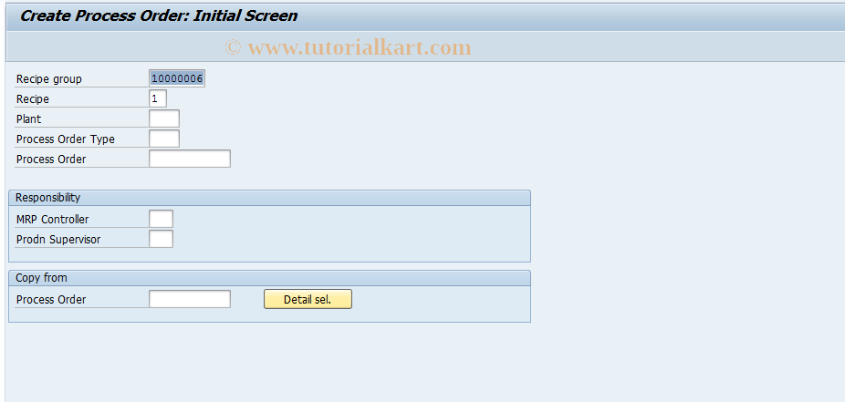 SAP TCode CORO - Create Process Order with o Material