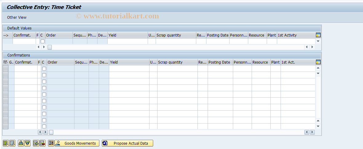 SAP TCode CORR - Collective Entry of Confirmations