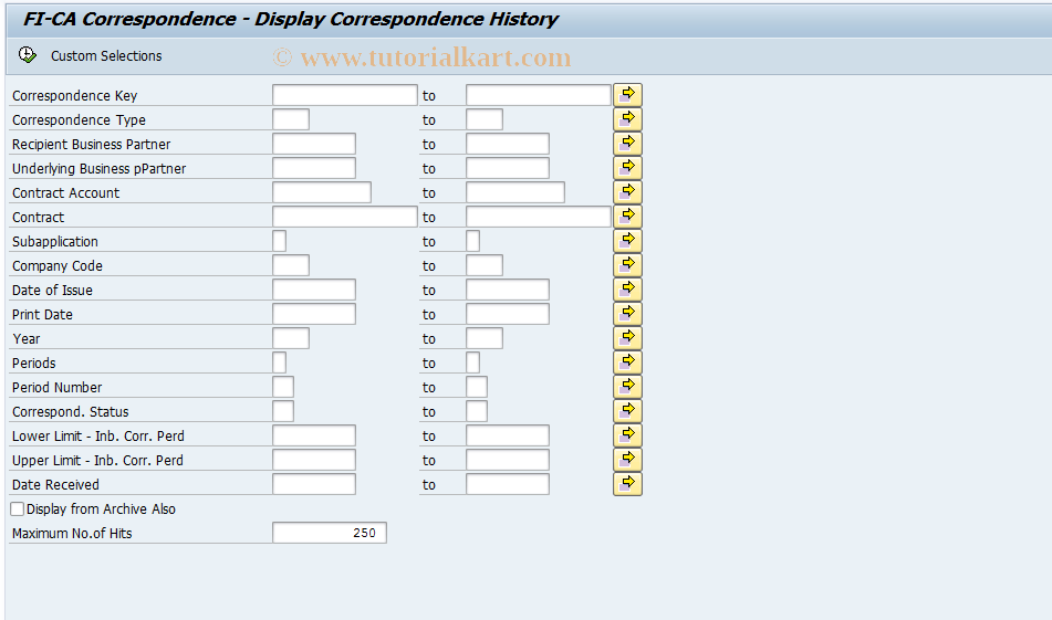 SAP TCode CORRHIST - Display Correspondence History