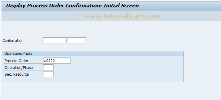 SAP TCode CORT - Display Process Order Confirmation