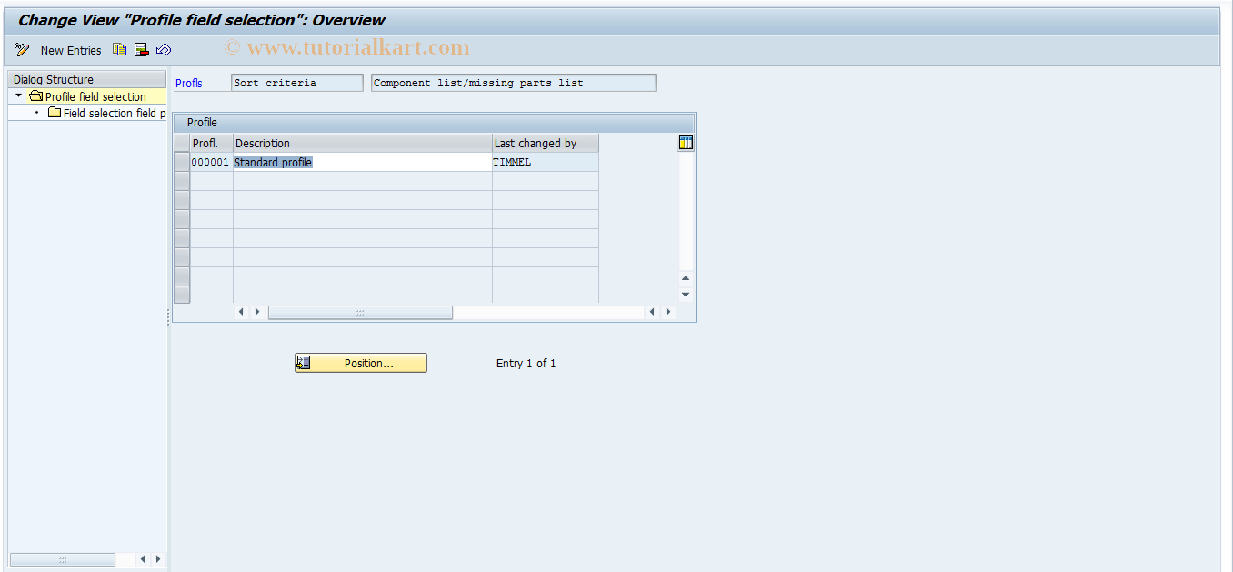SAP TCode COS1 - Sort profiles - maintain production order