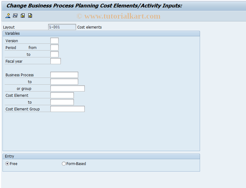 SAP TCode CP06 - CO-ABC Planning: Activity Inputs