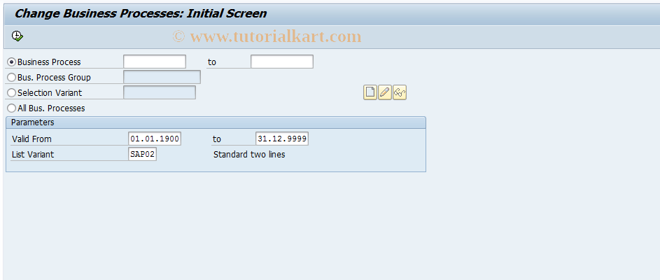 SAP TCode CP12 - Edit Business Processes