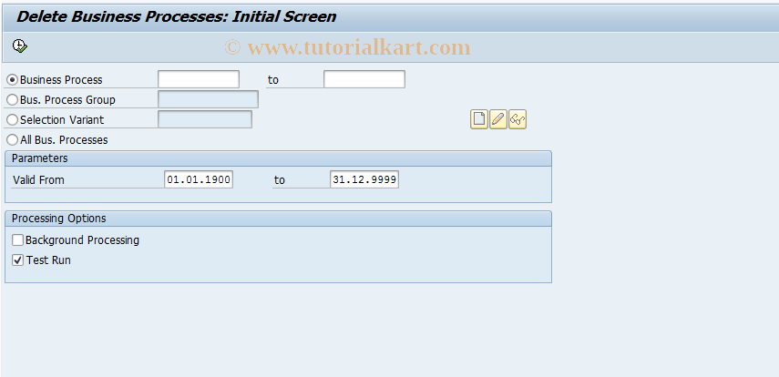 SAP TCode CP14 - Delete Business Processes