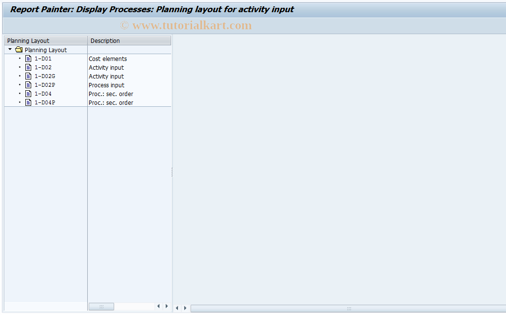 SAP TCode CP67 - Display ABC Planning Layout (AcInpt)