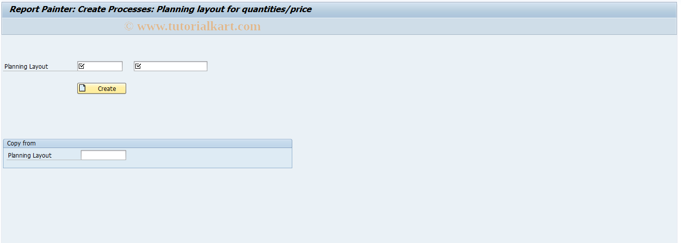 SAP TCode CP75 - Planning Layout: Create Qtys/Prices