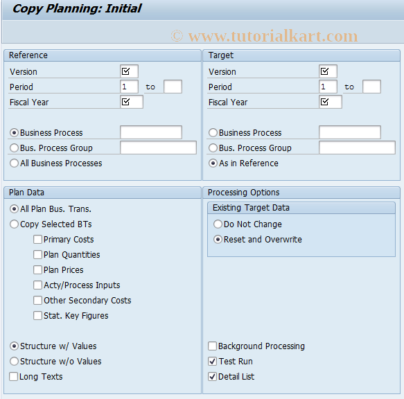SAP TCode CP97_OLD - Business Processes: Copy Plan