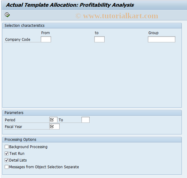 SAP TCode CPAE - Actual Template Allocation : Profit Analysis