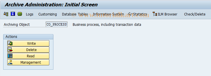 SAP TCode CPAR - Archiving Business Processes