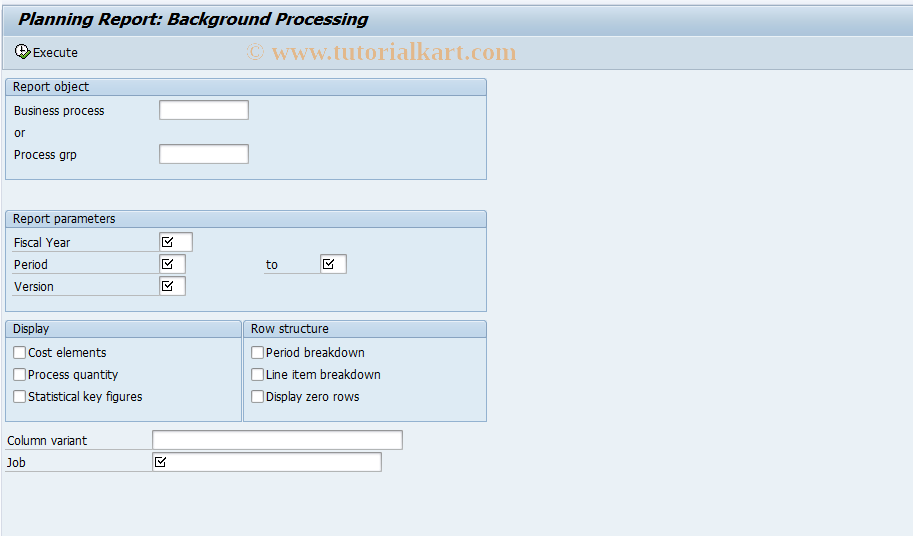 SAP TCode CPB9 - Planning Report for Business Processes