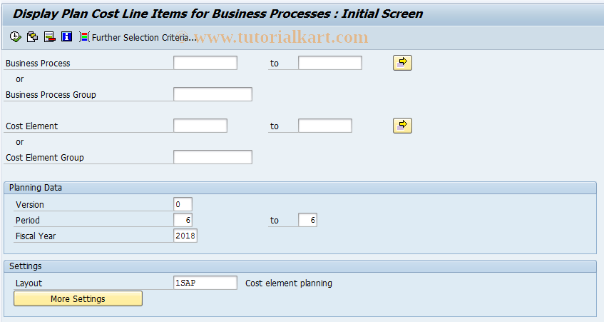 SAP TCode CPBP - Business Processes: Plan Line Items