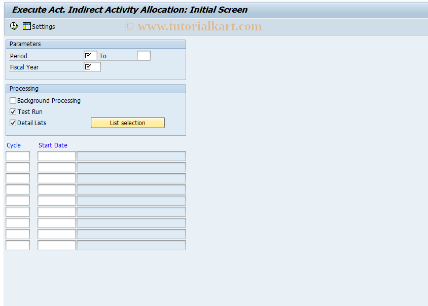 SAP TCode CPC5 - Execute Actual Indirect Acty Allocation 