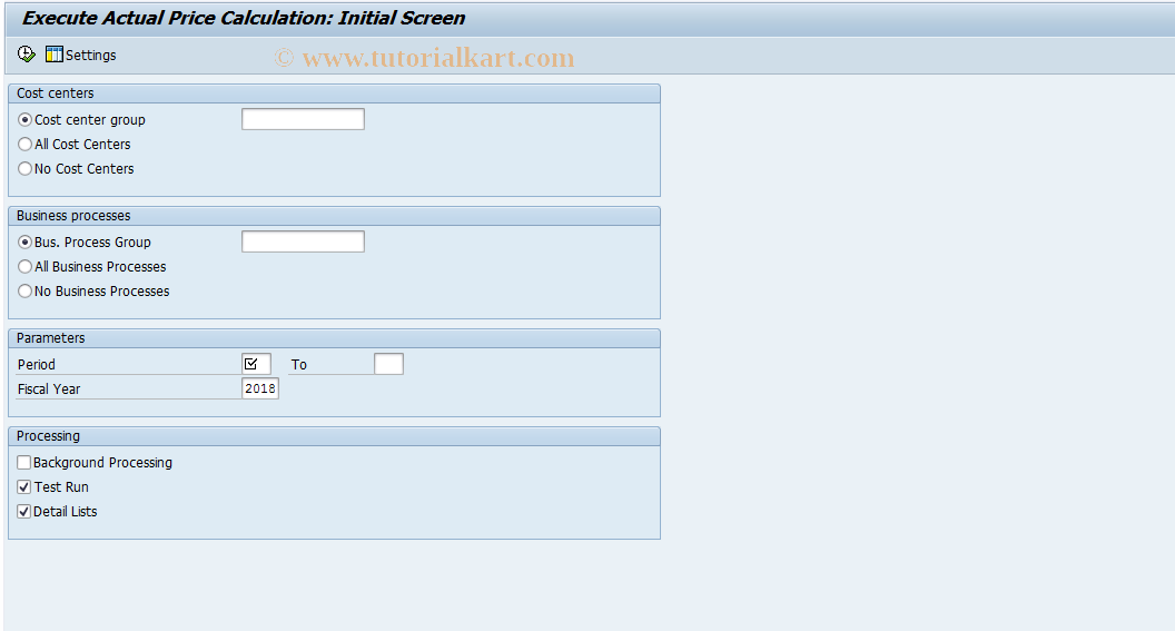 assignment of calculation methods sap tcode