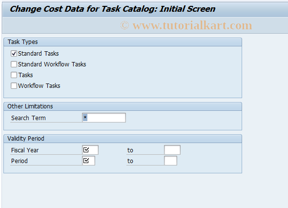 SAP TCode CPK2 - Change Task Cost Data