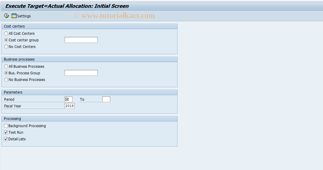 SAP TCode CPMA - Target=Actual-IAA: process