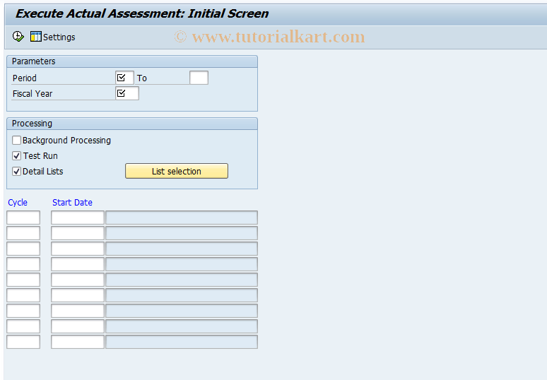 SAP TCode CPP5 - Execute Actual Assessment for Processes