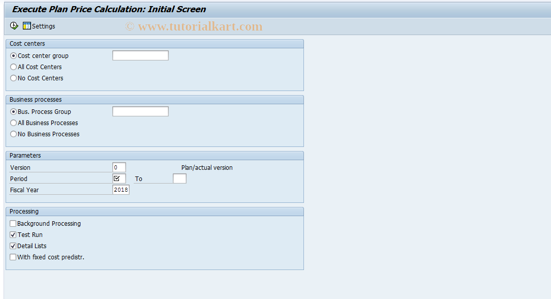 SAP TCode CPPI - Iter. plan actual price calculation (CO-ABC)