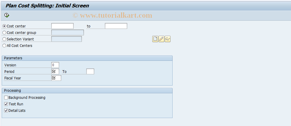 SAP TCode CPSP - Split Plan Costs