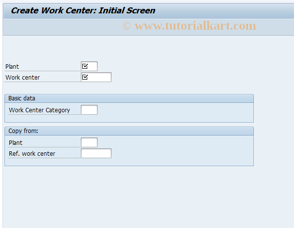 SAP TCode CR01 - Create Work Center