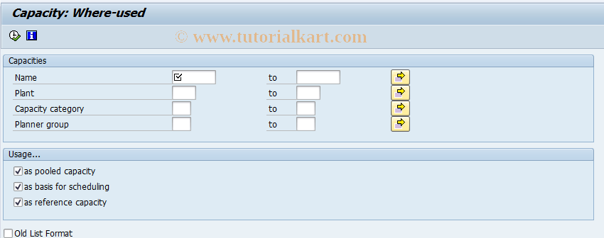 SAP TCode CR15 - Capacity where-used