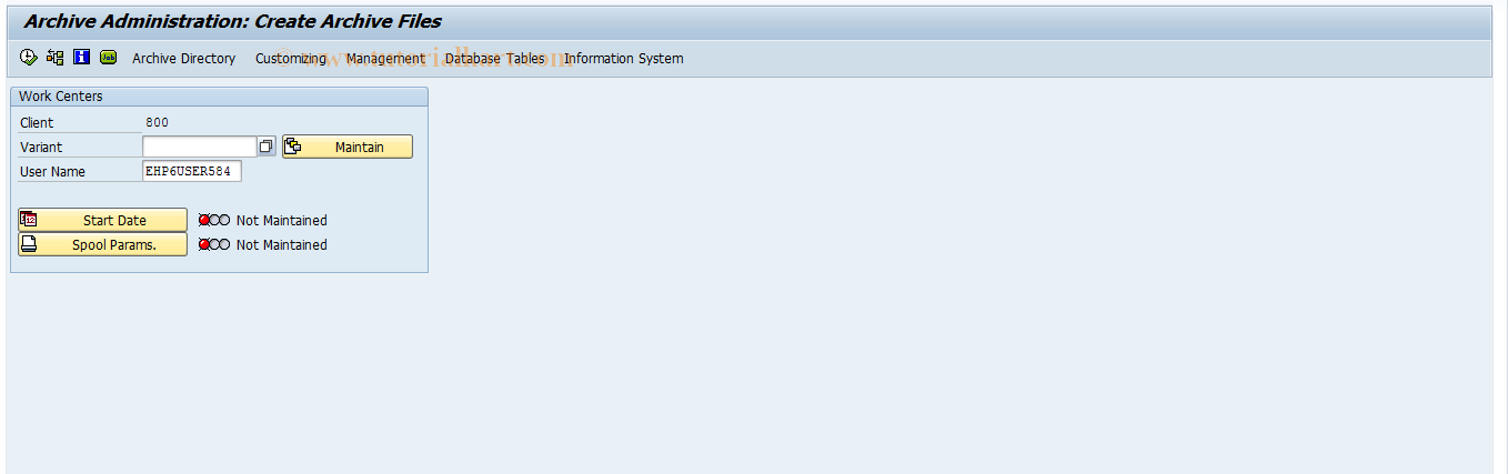 SAP TCode CRA1 - PP: Archiving work centers