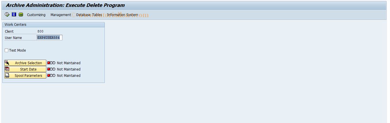 SAP TCode CRA2 - PP: Archiving delete work centers