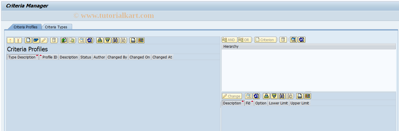 SAP TCode CRIT - Call the Criteria Manager