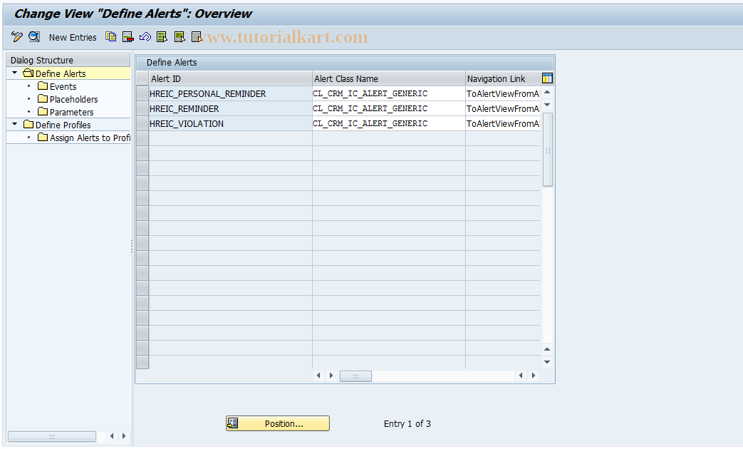 SAP TCode CRMC_IC_ALERTMODELER - Define Alerts and Alert Profiles
