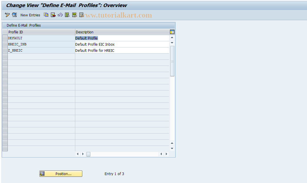 SAP TCode CRMC_IC_EMAIL - Define E-Mail Profiles