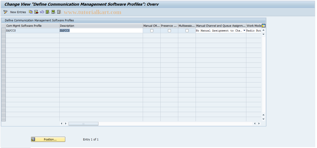 SAP TCode CRMC_IC_MCM_CCPRO - Define Com Mgmt Software Profiles
