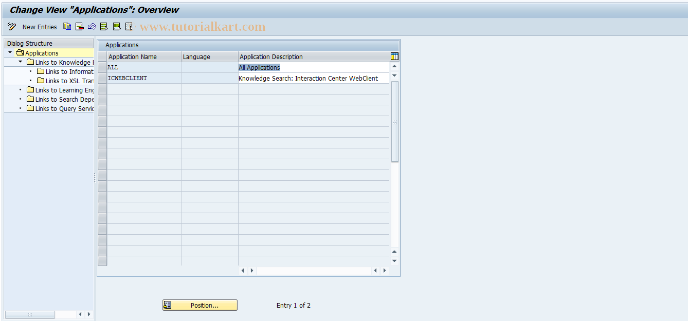 SAP TCode CRMC_SAF_ADV_APP - SAF: Customizing for applications