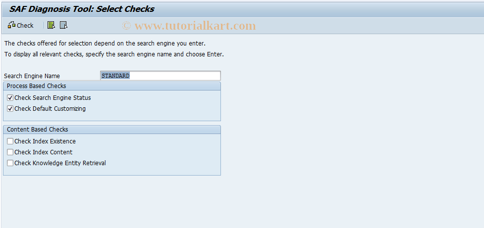 SAP TCode CRMC_SAF_TOOL - SAF Diagnosis Tool