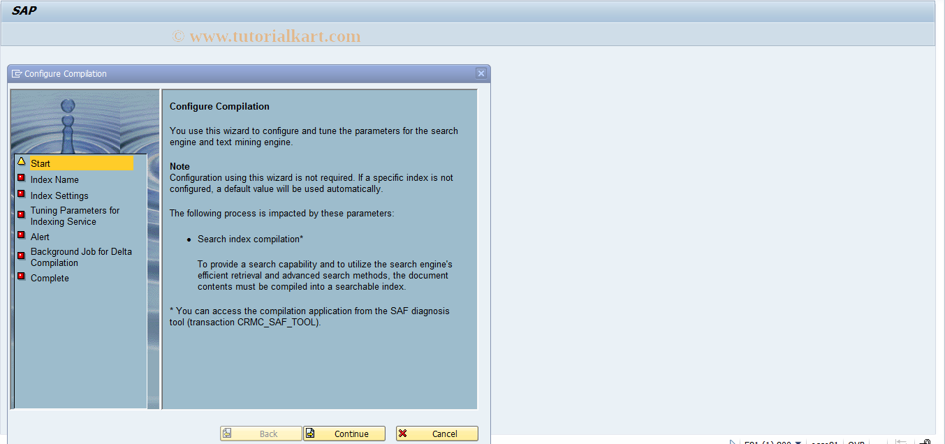 SAP TCode CRMC_SAF_WZ_COMPILE - SAF: Wizard for compilation service