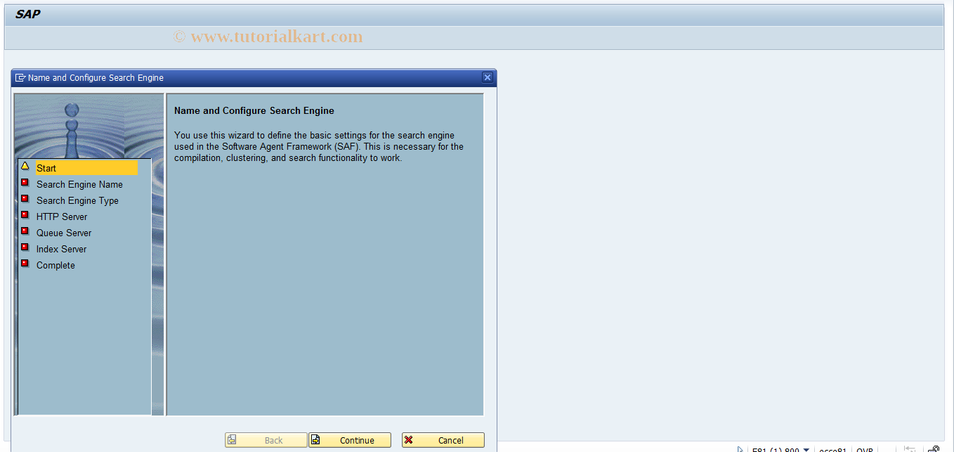 SAP TCode CRMC_SAF_WZ_SE - SAF: Wizard for seach engine
