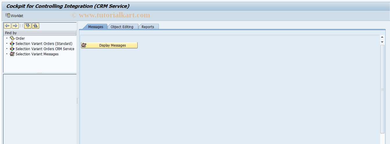 SAP TCode CRMSRVCOCP - Cockpit for Controlling Integration