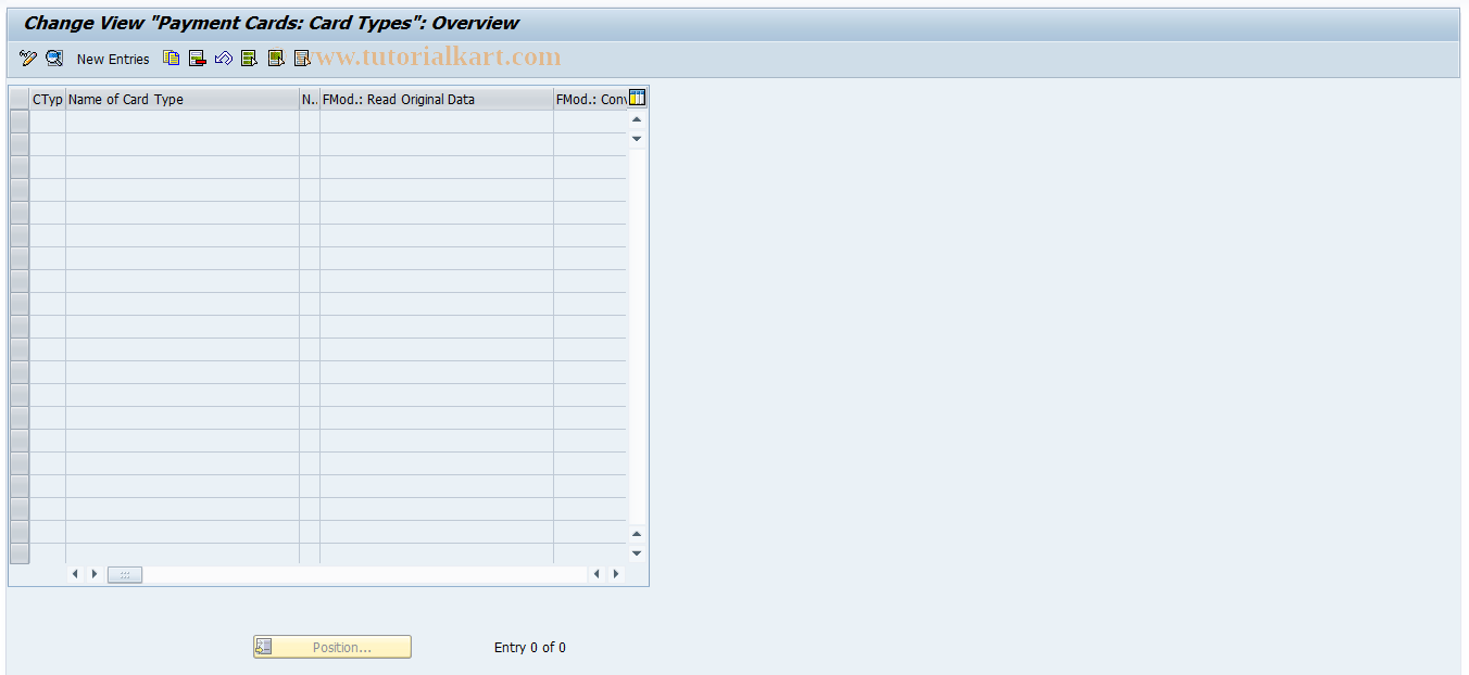 SAP TCode CRO1 - Maintain Card Types