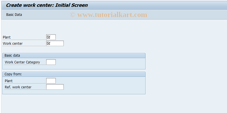 SAP TCode CRQ1 - Create work center