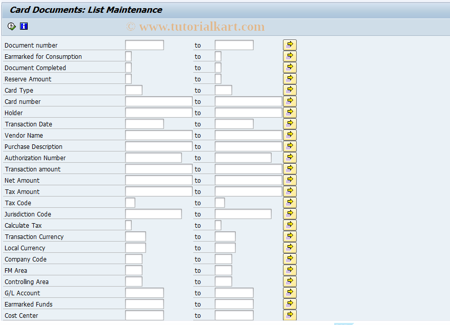 SAP TCode CRR2 - Evaluate Card Documents