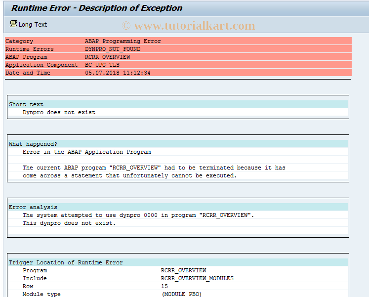 SAP TCode CRR_OVERVIEW - CRR Overview