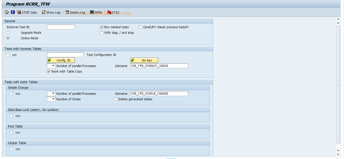 SAP TCode CRR_TFW_RUN - Run_ISU_Testframework