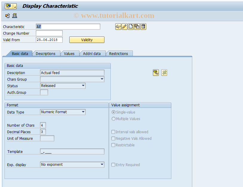 SAP TCode CT04 - Characteristics