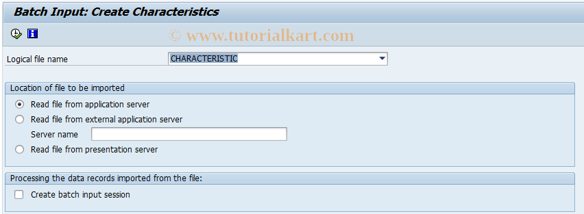 SAP TCode CT21 - Batch Input for Characteristics