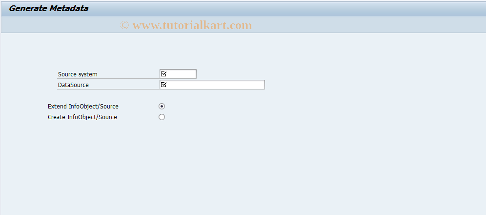 SAP TCode CTBW_META - Generating Metadata