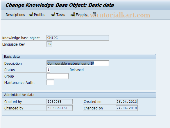 SAP TCode CU32 - Change Knowledge Base Object