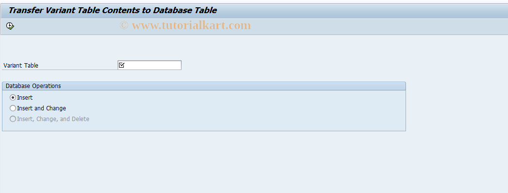 SAP TCode CU59 - Transfer Variant Table Contents